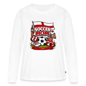 Maman du football anglais | Maman du football anglais - T-shirt manches longues Premium bio Femme - blanc - Devant - Julia (174cm)