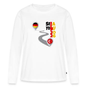 Sila Yolu - Retour : Deux mondes, un voyage - T-shirt manches longues Premium bio Femme - blanc - Devant - Julia (174cm)
