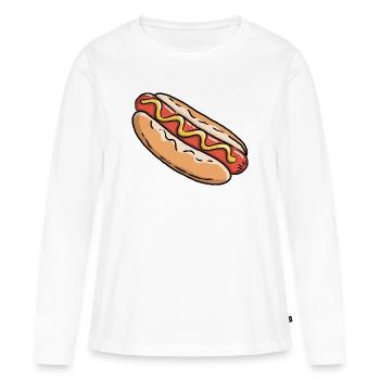 Hot-dog - Snack de restauration rapide à hot-dogs américain - T-shirt manches longues Premium bio Femme - blanc - Devant - Julia (174cm)