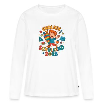 Endlich Schulkind 2026 – Erstes Schuljahr - Frauen Premium Bio Langarmshirt - Weiß - Vorne - Julia (174cm)