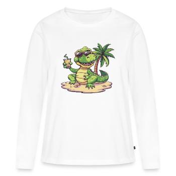 Palmier d’été alligator - T-shirt manches longues Premium bio Femme - blanc - Devant - Julia (174cm)