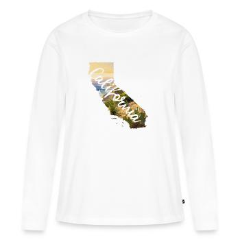 Carte aquarelle Californie - T-shirt manches longues Premium bio Femme - blanc - Devant - Julia (174cm)