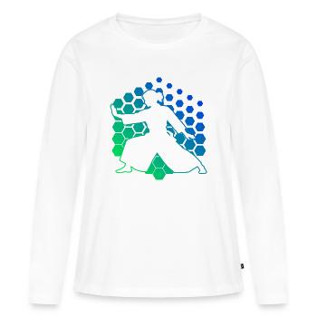 Idée de cadeau d’arts martiaux pour un élève d’Aïkido - T-shirt manches longues Premium bio Femme - blanc - Devant - Julia (174cm)