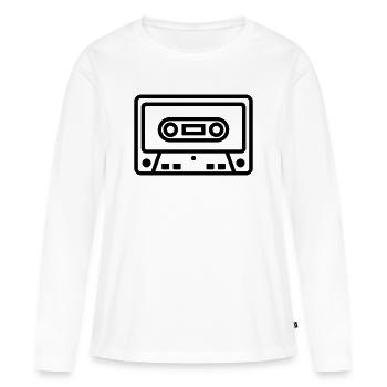 cassette - T-shirt manches longues Premium bio Femme - blanc - Devant - Julia (174cm)