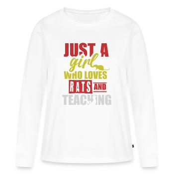 Juste une fille qui adore les rats et qui aime jouer à notre - T-shirt manches longues Premium bio Femme - blanc - Devant - Julia (174cm)