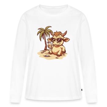 Palmier d’été du Taureau - T-shirt manches longues Premium bio Femme - blanc - Devant - Julia (174cm)