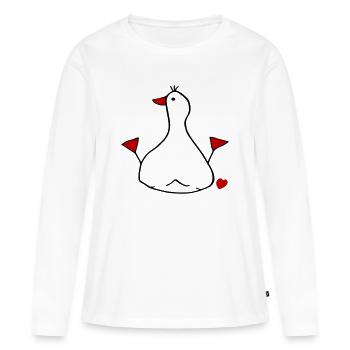 Canard avec le cœur - T-shirt manches longues Premium bio Femme - blanc - Devant - Julia (174cm)