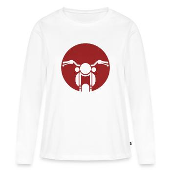 Logo rond vue de moto - T-shirt manches longues Premium bio Femme - blanc - Devant - Julia (174cm)