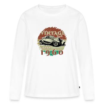 66e anniversaire - Classique - Vintage depuis 08/1960 - T-shirt manches longues Premium bio Femme - blanc - Devant - Julia (174cm)