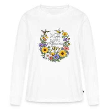 Plantes indigènes Happy Polinators Garden - T-shirt manches longues Premium bio Femme - blanc - Devant - Julia (174cm)
