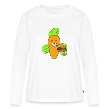 Burger mangeant des carottes - T-shirt manches longues Premium bio Femme - blanc - Devant - Julia (174cm)
