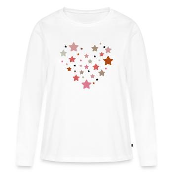 Cœur Étoile | Motif de cœur en étoile pastel - T-shirt manches longues Premium bio Femme - blanc - Devant - Julia (174cm)