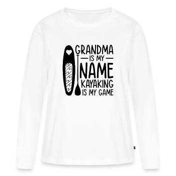 Kayak Grand-mère est mon nom Le kayak est mon sport - T-shirt manches longues Premium bio Femme - blanc - Devant - Julia (174cm)