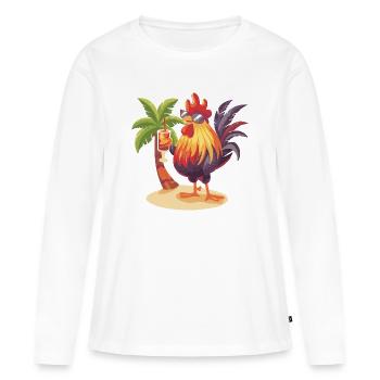 Palmier d’été Coq - T-shirt manches longues Premium bio Femme - blanc - Devant - Julia (174cm)
