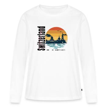 Silhouette du soleil du soir bernois - T-shirt manches longues Premium bio Femme - blanc - Devant - Julia (174cm)