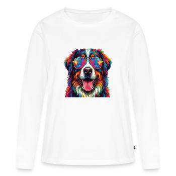 Chien de montagne bernois aquarelle art bernais - T-shirt manches longues Premium bio Femme - blanc - Devant - Julia (174cm)