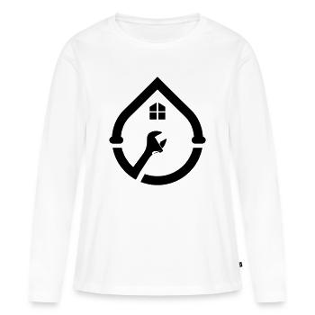 Logo du tuyau d’eau du plombier - T-shirt manches longues Premium bio Femme - blanc - Devant - Julia (174cm)