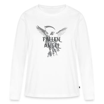 Silhouette des ailes d’ange déchu - T-shirt manches longues Premium bio Femme - blanc - Devant - Julia (174cm)