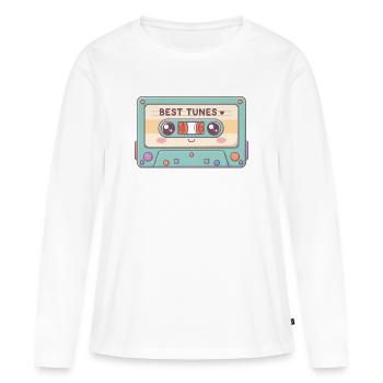 Cassette - T-shirt manches longues Premium bio Femme - blanc - Devant - Julia (174cm)