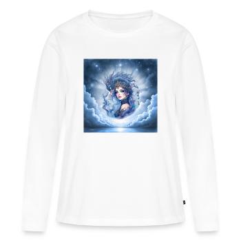 Blaue Wolken-Königin - Frauen Premium Bio Langarmshirt - Weiß - Vorne - Julia (174cm)