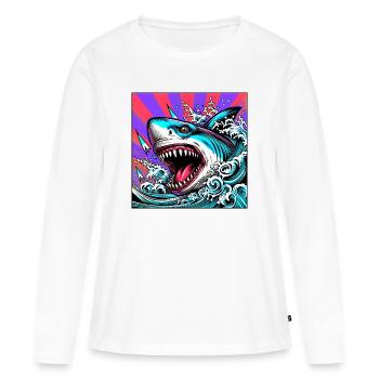 Hai - Frauen Premium Bio Langarmshirt - Weiß - Vorne - Julia (174cm)