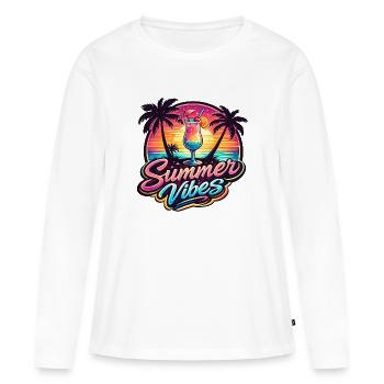 Vibes d'Été Cocktail Soleil - T-shirt manches longues Premium bio Femme - blanc - Devant - Julia (174cm)