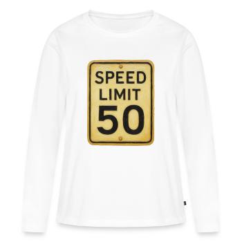 50. Geburtstag Speed Limit 50 - Frauen Premium Bio Langarmshirt - Weiß - Vorne - Julia (174cm)