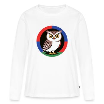 La chouette sur la roue chromatique - T-shirt manches longues Premium bio Femme - blanc - Devant - Julia (174cm)