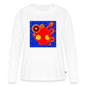 Zusammenfassung: Rote Oktopus-Mandala - Frauen Premium Bio Langarmshirt - Weiß - Vorne - Julia (174cm)