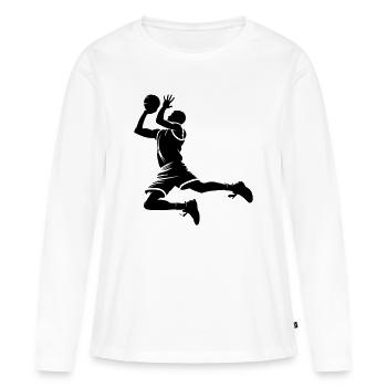 Silhouette du basket-ball - T-shirt manches longues Premium bio Femme - blanc - Devant - Julia (174cm)