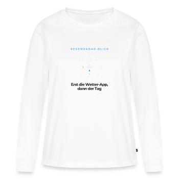Wetter App Regenradar Lustiges Geschenk Shirt - Frauen Premium Bio Langarmshirt - Weiß - Vorne - Julia (174cm)