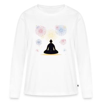 Feux d’artifice du silence : Figure de méditation - T-shirt manches longues Premium bio Femme - blanc - Devant - Julia (174cm)