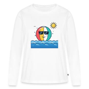 Balle de plage avec lunettes de soleil - T-shirt manches longues Premium bio Femme - blanc - Devant - Julia (174cm)