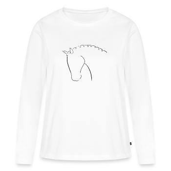 Cheval - T-shirt manches longues Premium bio Femme - blanc - Devant - Julia (174cm)