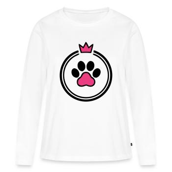 Maman de chien Patte de Cœur Couronne Os de chien - T-shirt manches longues Premium bio Femme - blanc - Devant - Julia (174cm)