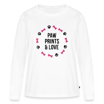 Empreinte de patte Love Dog Bone Dog Maman - T-shirt manches longues Premium bio Femme - blanc - Devant - Julia (174cm)