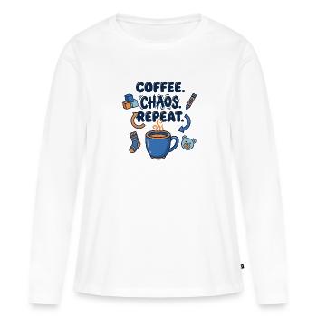 Chaos du café : Répétition - T-shirt manches longues Premium bio Femme - blanc - Devant - Julia (174cm)