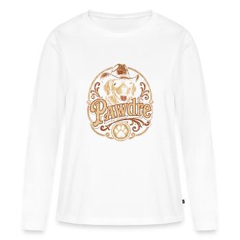 Motif du chien cowboy de Pawdre - T-shirt manches longues Premium bio Femme - blanc - Devant - Julia (174cm)