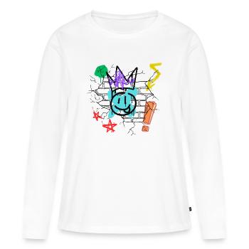 Drippy Graffiti on Brick Wall - Women's Premium Organic Long Sleeve Shirt - white - Front - Julia (174cm)