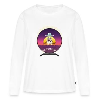 Coucher de soleil de vache visiteur d’OVNI - T-shirt manches longues Premium bio Femme - blanc - Devant - Julia (174cm)