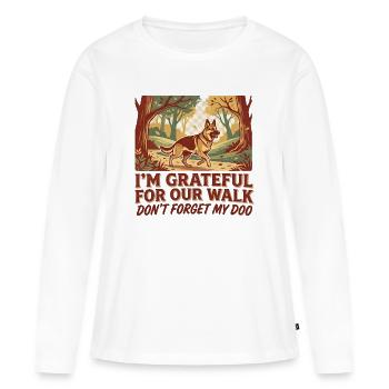 Le chien loup est reconnaissant de pouvoir la promener - T-shirt manches longues Premium bio Femme - blanc - Devant - Julia (174cm)