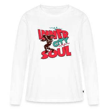 Inner City Soul – Culture de la rue Design graphique - T-shirt manches longues Premium bio Femme - blanc - Devant - Julia (174cm)
