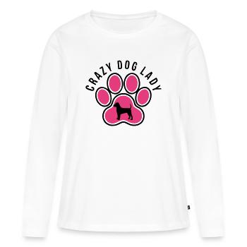 Patte de chien Femme folle de chien Maman de chien Maîtresse - T-shirt manches longues Premium bio Femme - blanc - Devant - Julia (174cm)
