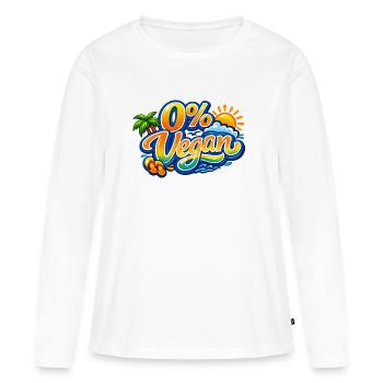 0% Vegan Arc en Plage - T-shirt manches longues Premium bio Femme - blanc - Devant - Julia (174cm)