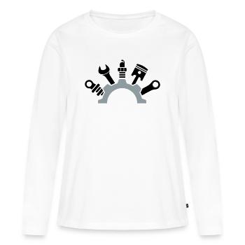 Logo de l’outil du mécanicien automobile - T-shirt manches longues Premium bio Femme - blanc - Devant - Julia (174cm)