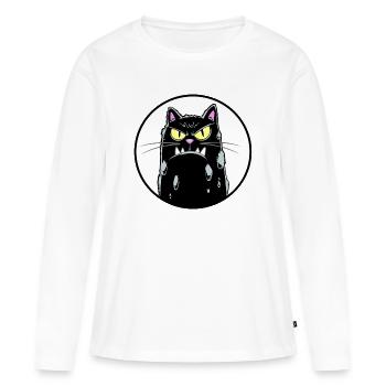 Grim cat sur fond blanc - T-shirt manches longues Premium bio Femme - blanc - Devant - Julia (174cm)