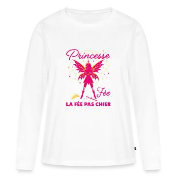 Princesse Devenue Fée Pas Chier Humour - T-shirt manches longues Premium bio Femme - blanc - Devant - Julia (174cm)