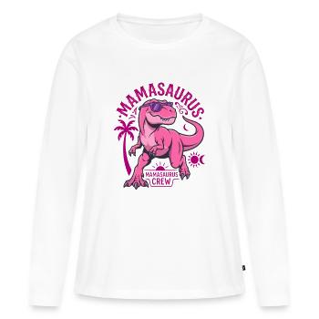 Mamasaurus Crew T-Rex Dinosaure Rose Maman - T-shirt manches longues Premium bio Femme - blanc - Devant - Julia (174cm)