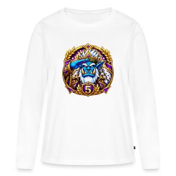 Badge Niveau 5 - T-shirt manches longues Premium bio Femme - blanc - Devant - Julia (174cm)
