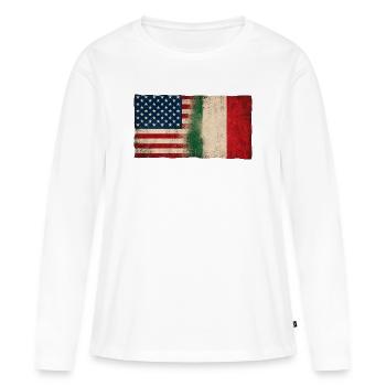 USA Italien Freundschaft Flagge Grunge - Frauen Premium Bio Langarmshirt - Weiß - Vorne - Julia (174cm)